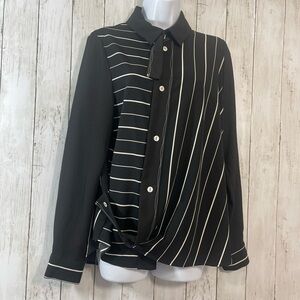 Michael Tyler Stripped Button Up Blouse Small